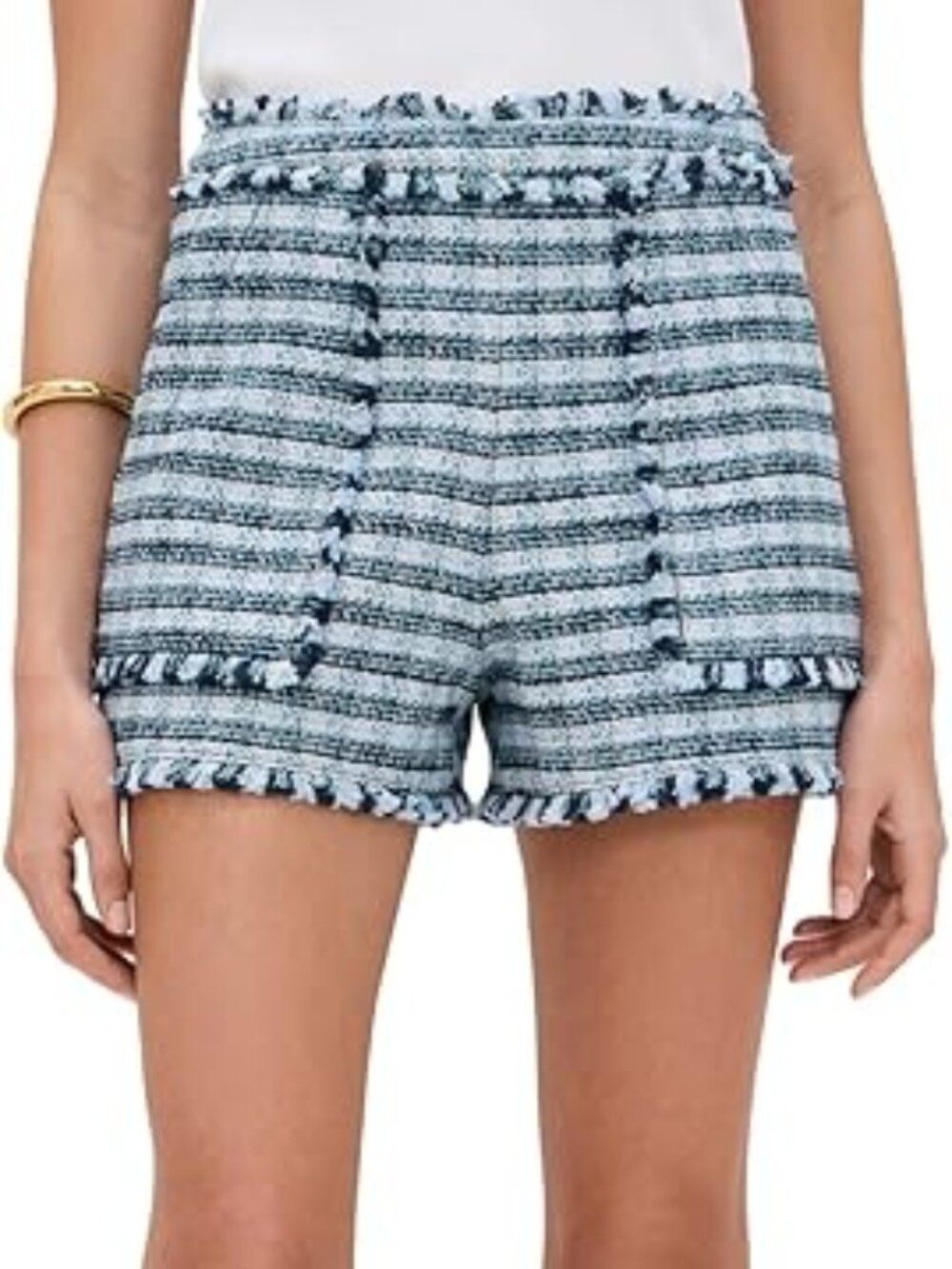 Cinq à Sept 'Allen-Matilda' Boxweave Tweed Shorts, Navy Blue Multi